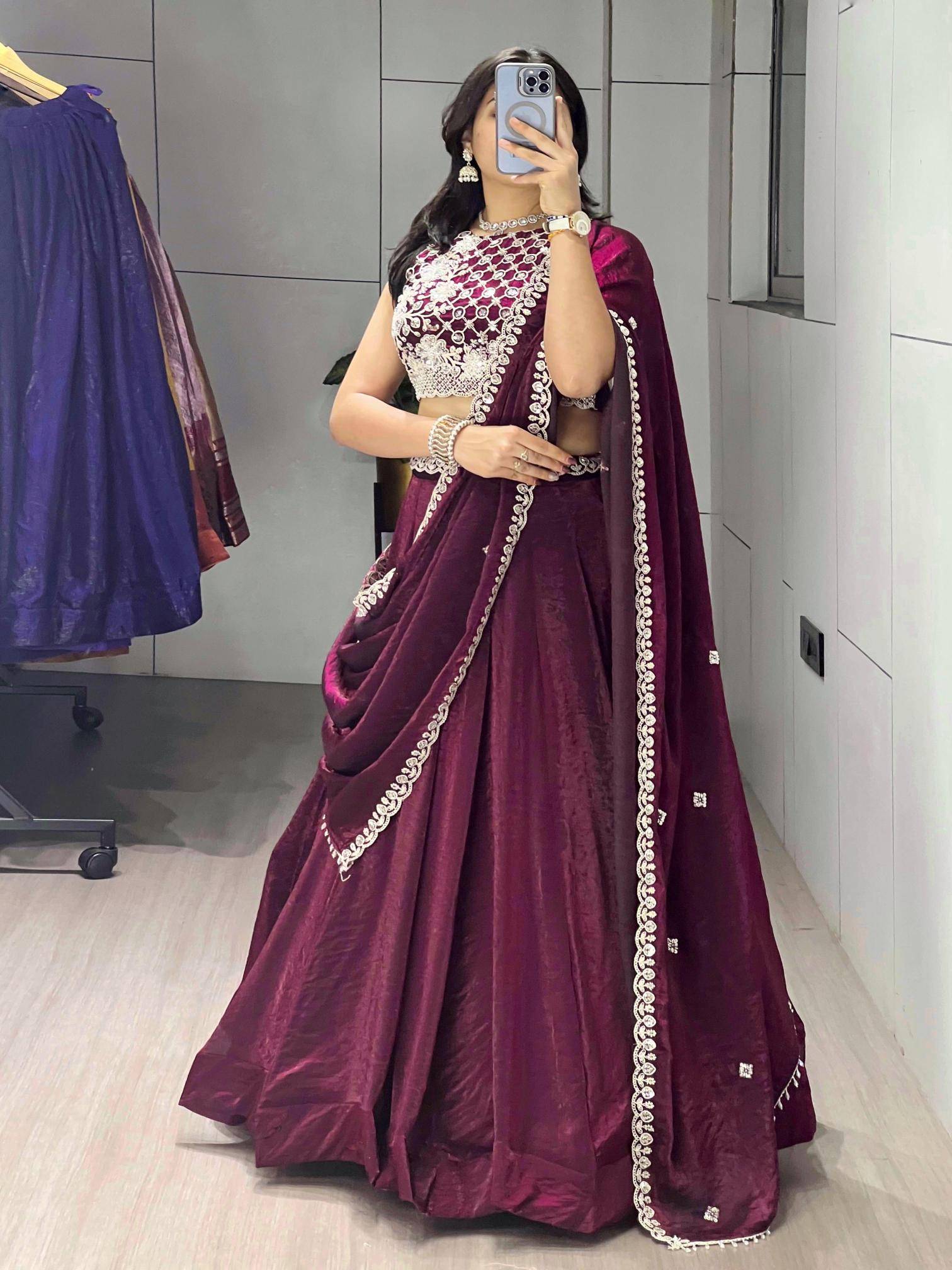 GRTN 8125 BERRYWINE Fendy Bridal lehenga choli market in Ahmedabad